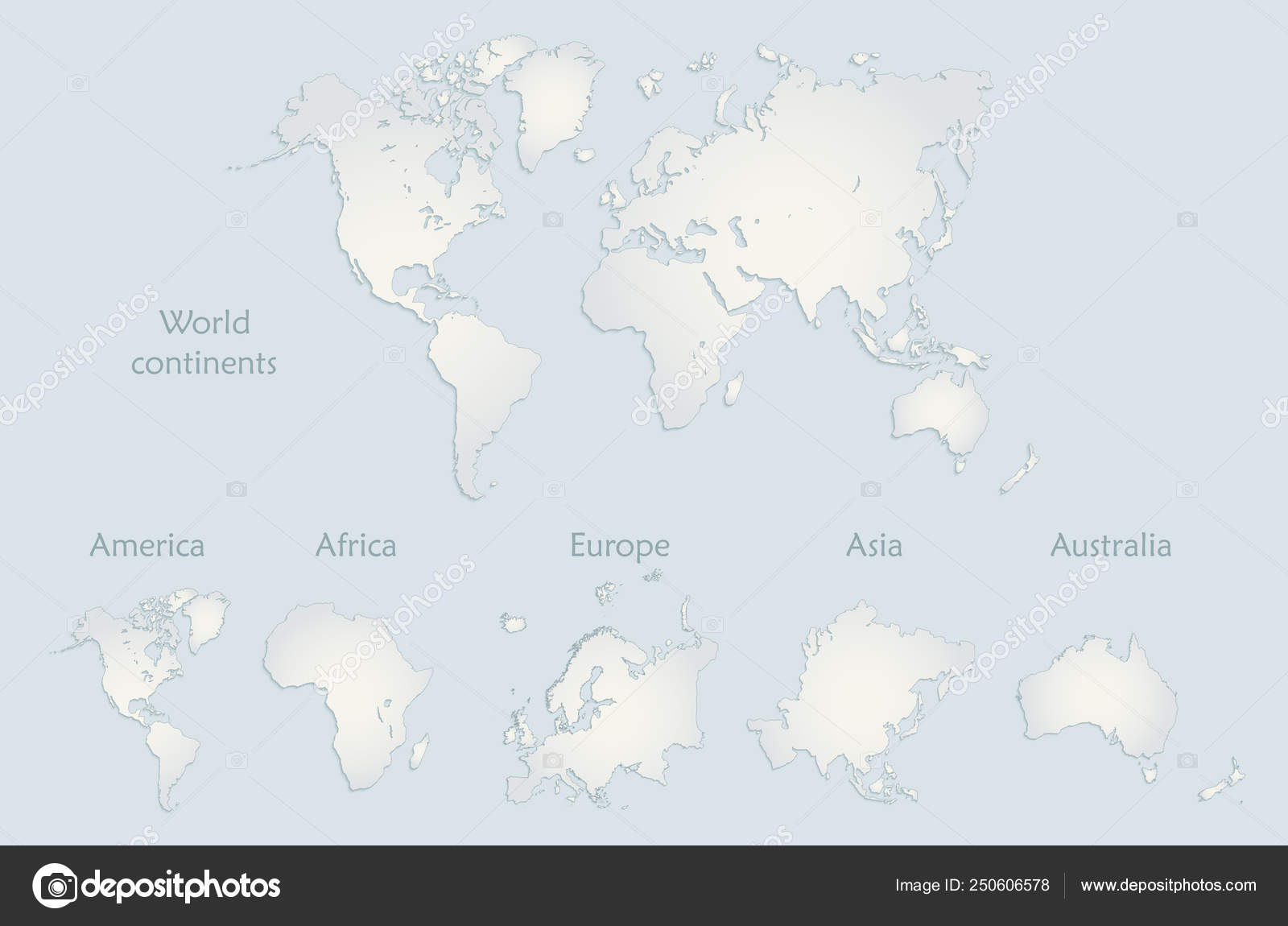 Verdenskartet Amerika Europa Afrika Asia Australia Blå Papirvektor  stockvektor © Mondi.h #250606578, image size:1600x1150