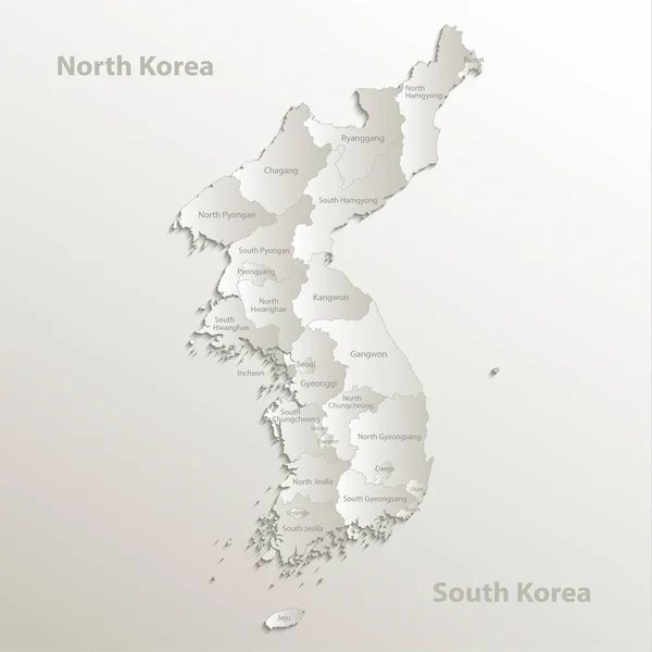 Corea Del Norte Corea Del Sur Mapa Región Separada Nombres — Archivo Imágenes Vectoriales