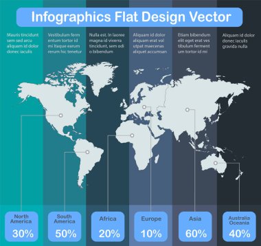 Infographics Kıtaların renkleri dünya haritaları çizgili arka plan vektör