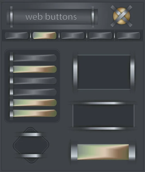 Buttons Web Vorlage Metall Perlen Vektor — Stockvektor
