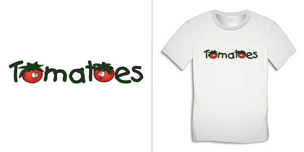 Impressão Para Design Gráfico Shirt Com Texto Tomates Vetor Fundo —  Vetores de Stock