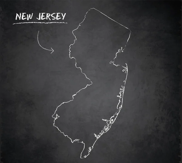 Nueva Jersey Mapa Tarjeta Pizarra Pizarra Vector — Archivo Imágenes Vectoriales