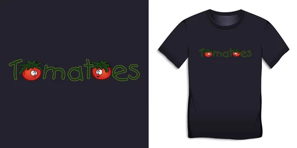 Print Voor Shirt Grafisch Ontwerp Met Tekst Tomaten Vector — Stockvector