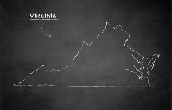 バージニア州地図カードブラックボードチャークボードベクトル — ストックベクタ