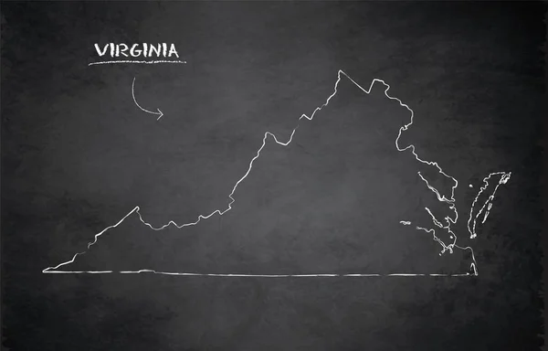 Virginia Karta Kort Svarta Tavlan Tavlan Vektor — Stock vektor