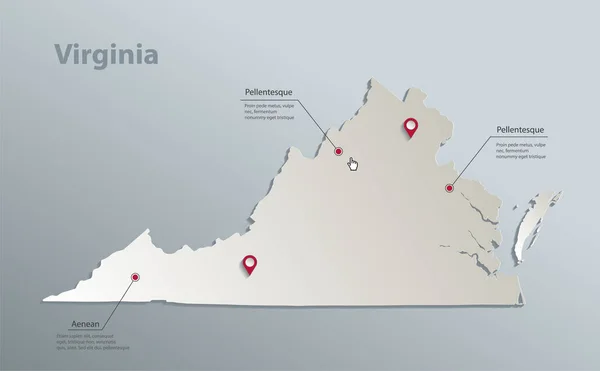 Virginia Map Blue White Card Paper Vector — 图库矢量图片