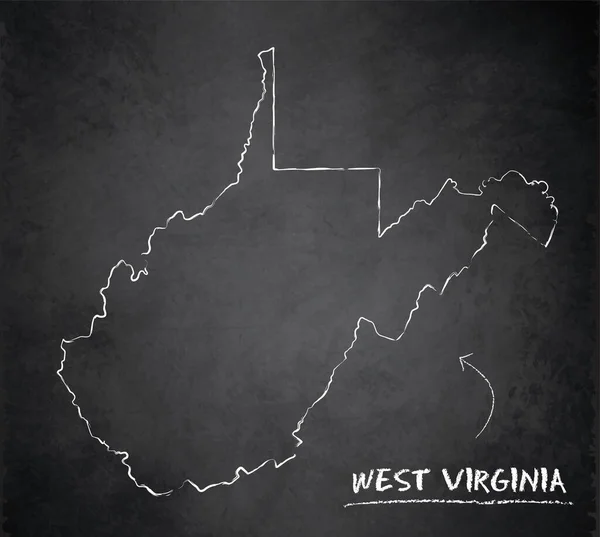 West Virginia Mapa Tarjeta Pizarra Pizarra Vector — Archivo Imágenes Vectoriales
