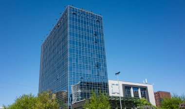 10 Mayıs 2018 Moskova, Rusya. Rus Devlet corporation Rostekhnologii (Rostec), Moskova Usachev Caddesi'ndeki merkez ofis.