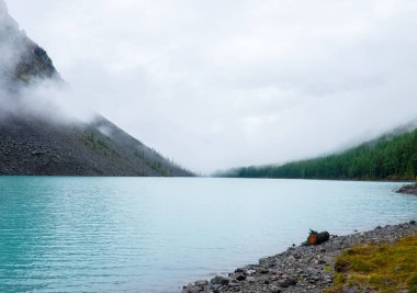 Dağ manzarası. Shavlinsky Gölü Altay Cumhuriyeti.