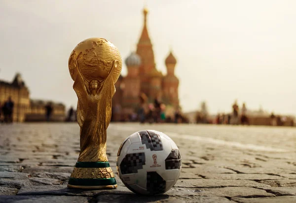 Április 2018 Moszkva Labdarúgó Világbajnokság Hivatalos Labda Fifa World Cup — Stock Fotó
