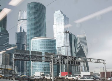 Moskova, Rusya - 22 Haziran 2017 otomobil trafik üçüncü taşıma halkası ve iş merkezi Moskova şehir Moskova.