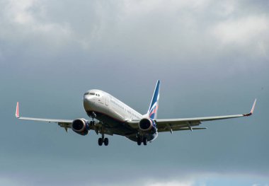 Sheremetyevo, Moscow Region, Rusya Federasyonu - 28 Haziran 2017: Boeing 737-800 Aeroflot havayolları Sheremetyevo Uluslararası Havaalanı'nda bir iniş yapar.
