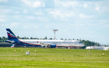 Sheremetyevo, Moscow Region, Rusya Federasyonu - 28 Haziran 2017: Airbus A330 Aeroflot havayolları Sheremetyevo Uluslararası Havaalanı.