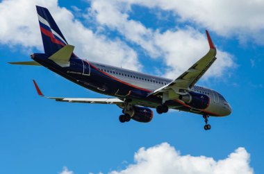  Sheremetyevo, Moscow Region, Rusya Federasyonu - 28 Haziran 2017: Airbus A320 Aeroflot havayolları Sheremetyevo Uluslararası Havaalanı'nda bir iniş yapar.