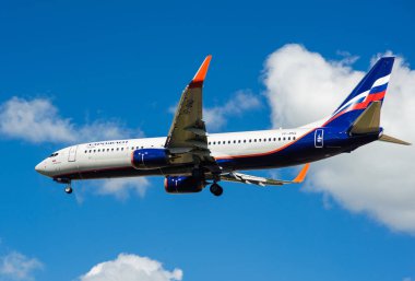 Sheremetyevo, Moscow Region, Rusya Federasyonu - 28 Haziran 2017: Boeing 737-800 Aeroflot havayolları Sheremetyevo Uluslararası Havaalanı'nda bir iniş yapar.