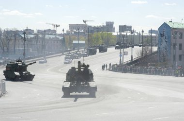 Moskova, Rusya - 07 Mayıs 2017 kundağı 152,4 mm obüs 2s19 