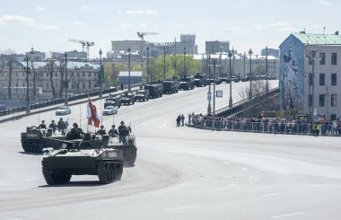 Moskova, Rusya - 07 Mayıs 2017 hava savaş aracı Bmd-4 askeri geçit töreni Moskova Zafer Bayramı için prova sırasında.