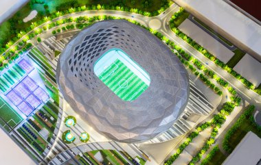 7 Temmuz 2018, Moskova, Rusya Katar Vakfı Stadyumu mock-up FIFA Dünya Kupası 2022 Katar maçlar gerçekleştirileceği,.