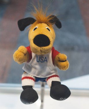 7 Temmuz 2018, Moskova, Rusya resmi maskotu FIFA Dünya Kupası 1994 ABD bir köpek forvet.