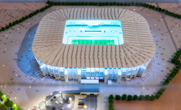 2018年7月7日 莫斯科 俄罗斯的 Ras Abu 阿布德体育场的模拟 将举行国际足联世界杯2022在卡塔尔的比赛 — 图库照片