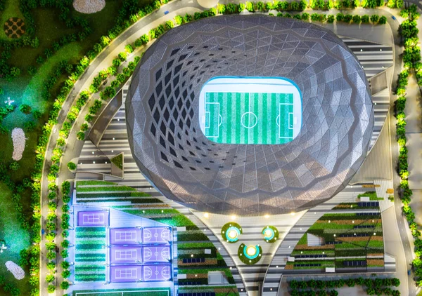 2018 모스크바 러시아 카타르 경기장의 모형에는 Fifa 2022 카타르에서의 — 스톡 사진