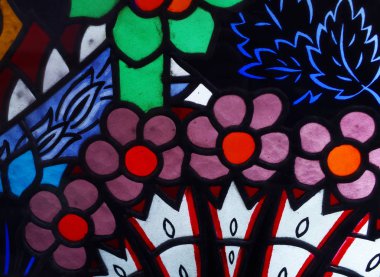 Soyut çiçek desenli renkli mozaik