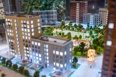 Moskova, Rusya - 06 Temmuz 2017 Model çok katlı konut binası