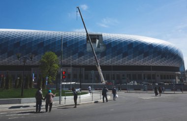 4 Mayıs 2018 Moskova, Rusya inşaat çok amaçlı stadyum Vtb Arena Moskova'daki eski Dinamo Stadyumu sitede. 
