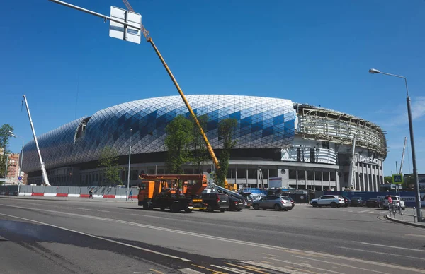 2018 ロシアのモスクワ建設多目的競技場モスクワで古いのディナモ スタジアムの敷地のディナモ スタジアム — ストック写真