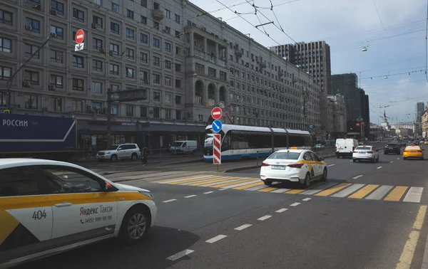 Mei 2019 Moskou Rusland Tram Auto Straat Moskou — Stockfoto