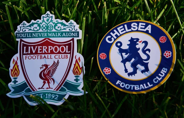 2019 Szeptember London Angol Labdarúgó Klubok Emblémái Chelsea London Liverpool — Stock Fotó
