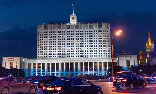 Août 2019 Moscou Russie Bâtiment Gouvernement Russe Moscou Nuit — Photo