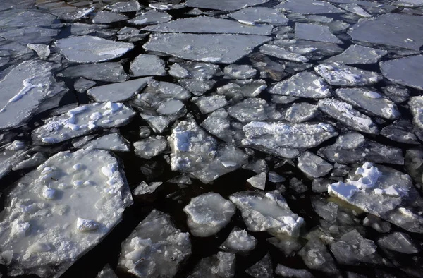 Spring Ice Drift Moscow River Clear Sunny Day — Stock Photo, Image