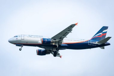 29 Ekim 2019, Moskova, Rusya. Uçak Airbus A320-200 Aeroflot - Moskova 'daki Sheremetyevo havaalanında Rus Havayolları.