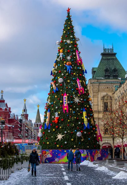 February 2020 Moscow Russia New Year Tree Red Square Moscow — Stock Photo, Image