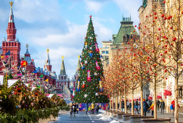 Febbraio 2020 Mosca Russia Albero Capodanno Sulla Piazza Rossa Mosca — Foto Stock