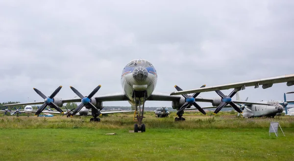 Julho 2018 Região Moscou Rússia Avião Passageiros Turboélice Soviético Tupolev — Fotografia de Stock