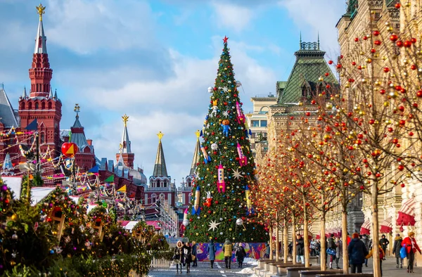 February 2020 Moscow Russia New Year Tree Red Square Moscow — Stock Photo, Image