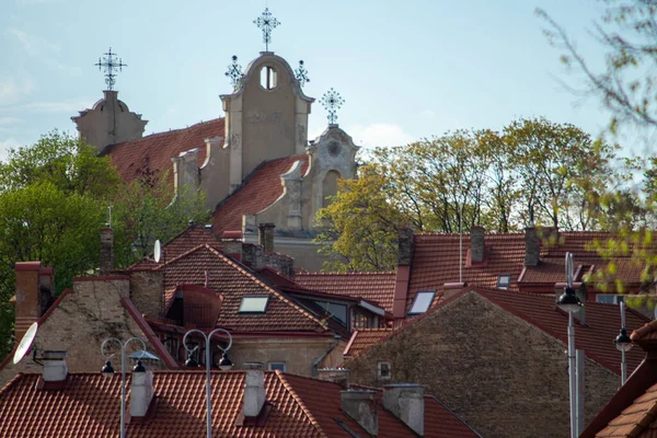 Kwietnia 2018 Wilno Litwa Średniowieczny Kościół Jednej Ulic Wilna — Zdjęcie stockowe