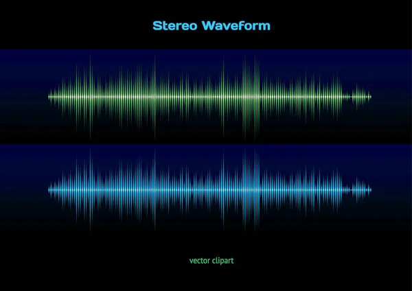 Stereo waveform equaliser or graphic representation of music and sound — Stock Vector