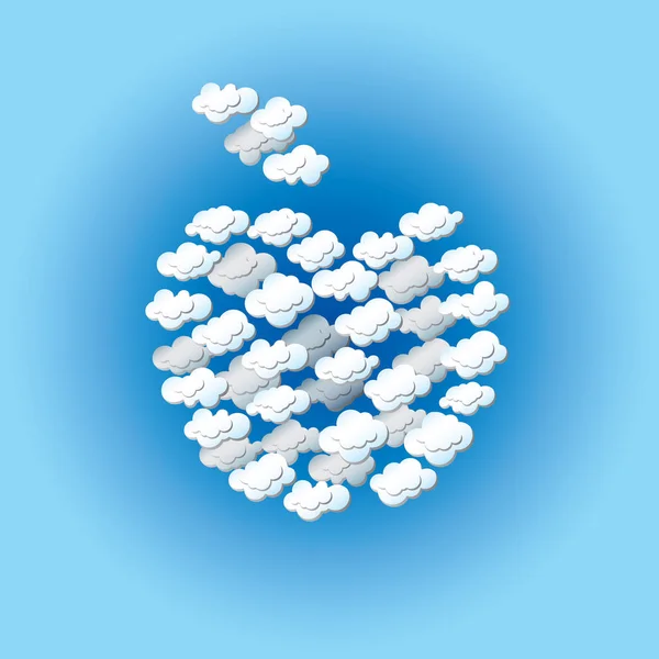 Apple made of clouds — Stockvector