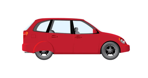 Carro vermelho com vista lateral — Vetor de Stock