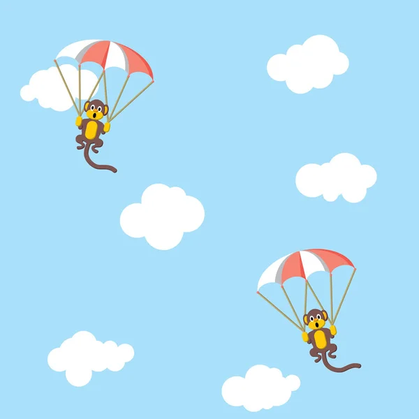 Singes avec parachutes — Image vectorielle