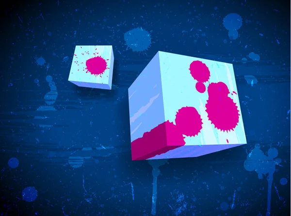 Запятнанные 3D кубики с фиолетовыми пятнами — стоковый вектор