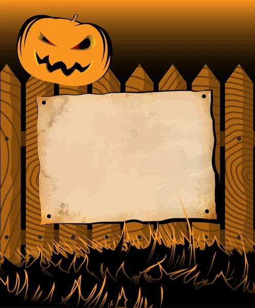 Halloween frame with poster and pumpkin — Stock Vector