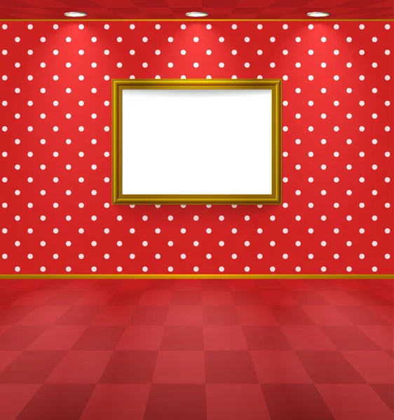 Polka dot room with frame — Stock Vector