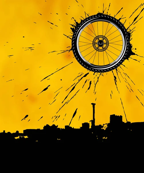 Велосипедное колесо как солнце — стоковый вектор