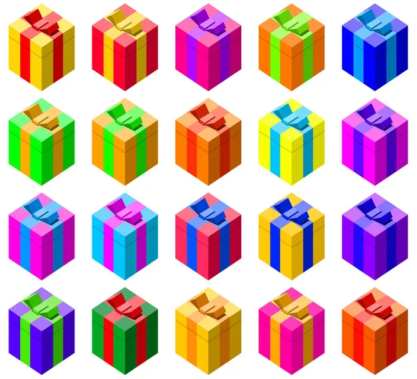 Set von bunten Geschenkboxen — Stockvektor