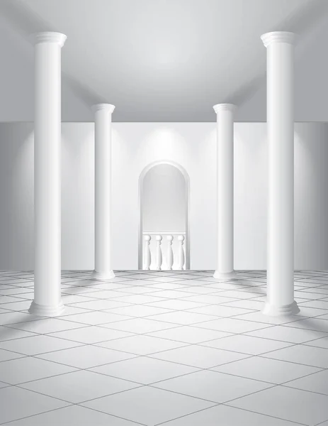 White hall with columns — Stock Vector