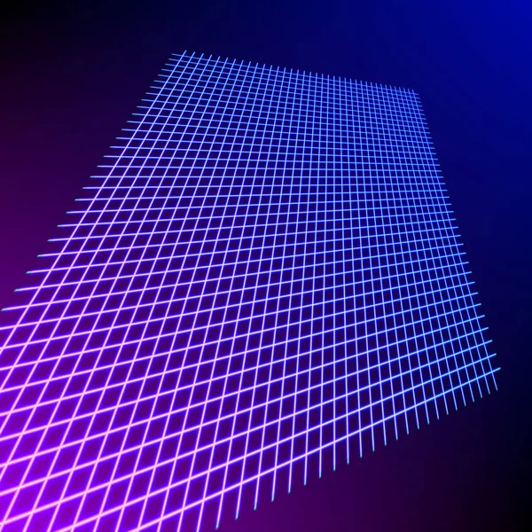 Lumineuses lignes de grille néon fond lumineux avec le style des années 80 — Image vectorielle